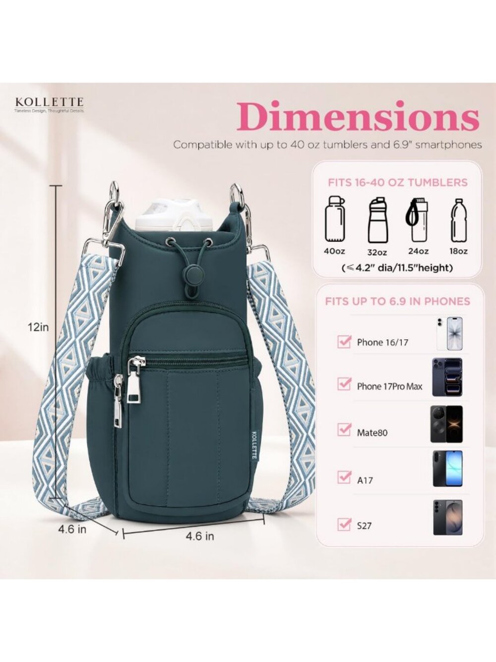 Hands-Free Crossbody Water Bottle Holder Bag for Women - Perfect Daily Accessory - Picture 7 of 9